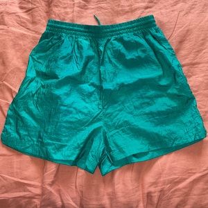 Vintage high waisted nylon green shorts